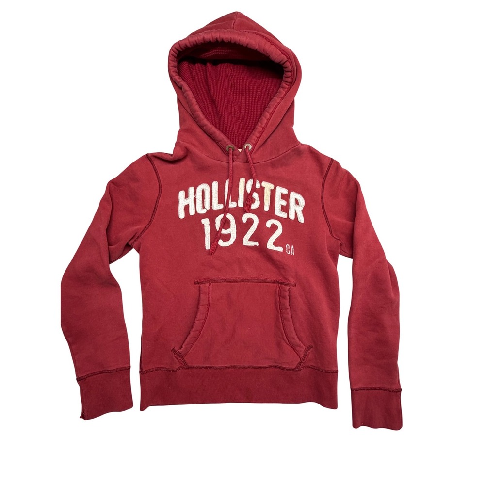 Hollister 1922 California Hoodie Burgundy Red Graphic Pullover Small CA50316 Y2K